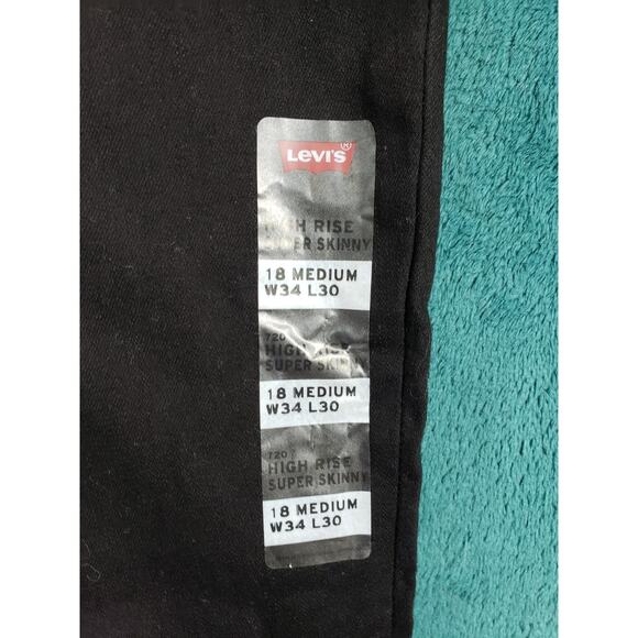 Levis 720 Jeans Size 18 Womens Black Pants Stretch Denim High Rise Skinny NWT - Picture 3 of 16